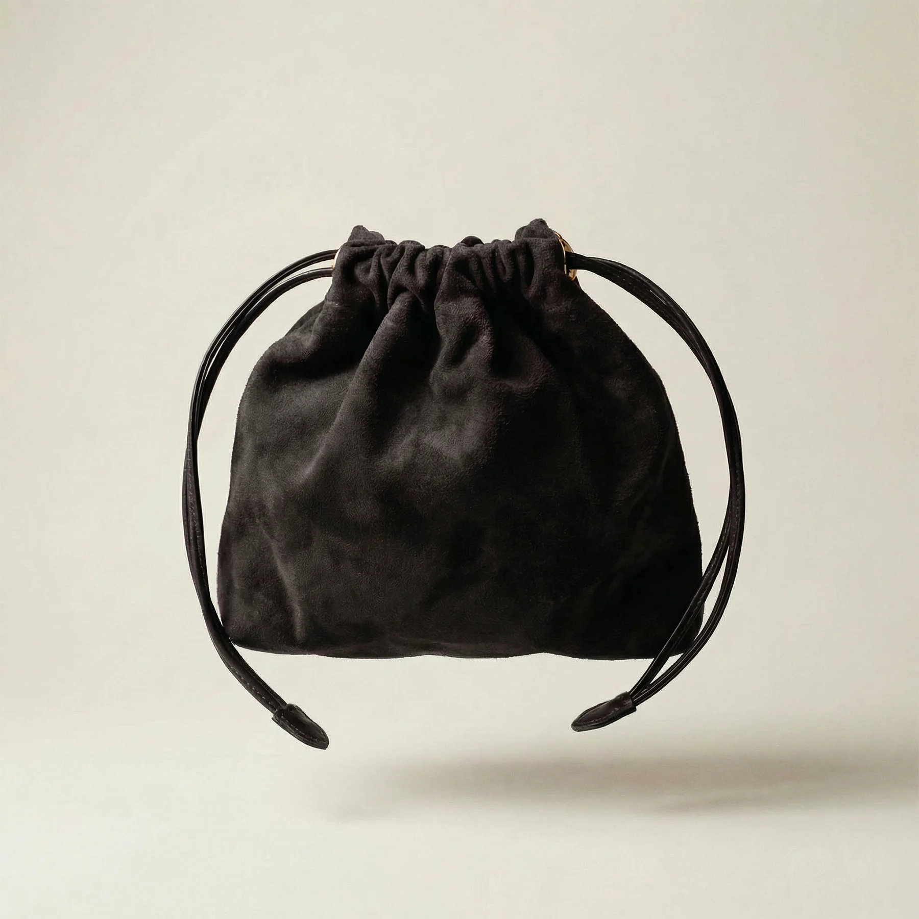 DRAWSTRING POUCH FOR PANNA No.5 | suede - black - shipping in 2 days -1