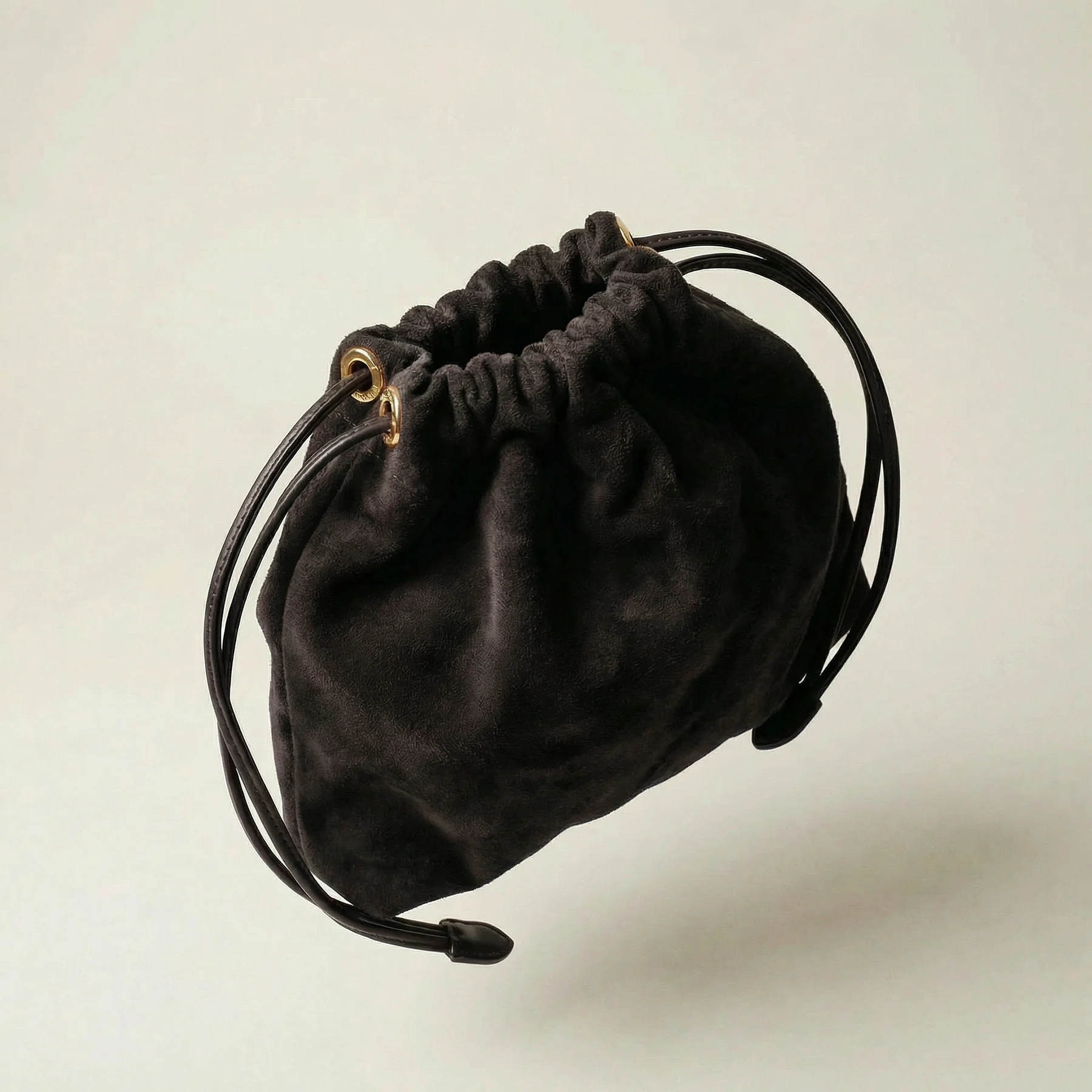 DRAWSTRING POUCH FOR PANNA No.5 | suede - black - shipping in 2 days -2
